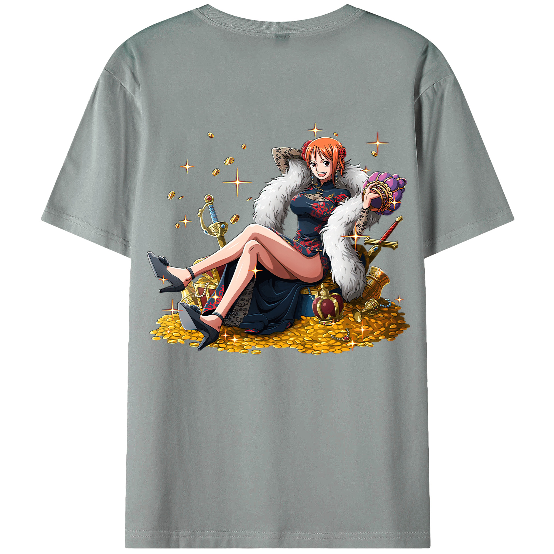 （画像用） ワンピース ナミ ONE PIECE Nami 綿100％ メンズ半袖Tシャツ（バックプリント） 通気性